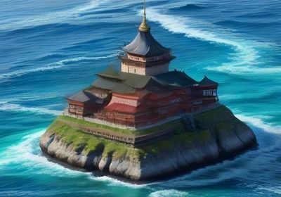 巴厘岛亚洲天堂风光：神庙倒影在金色日落水面，热带植物环绕，浓郁印度尼西亚宗教氛围